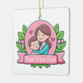 Beste moeder ooit, moeder en kind, Custom Keramisch Ornament (Links)