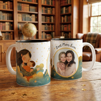 Beste moeder ooit Moeder en kind foto naam Tweekleurige Koffiemok