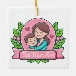 Beste moeder ooit, Moeder en kind, Op maat gemaakt Keramisch Ornament