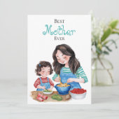 Beste moeder ooit moeder kind bonding kunst ontwer kaart (Staand voorkant)