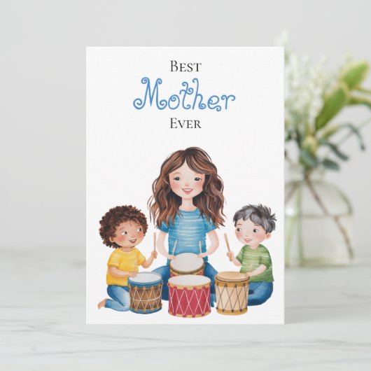 Beste moeder ooit Moeder Kind Muziek Kunst Ontwerp Kaart (Staand voorkant)
