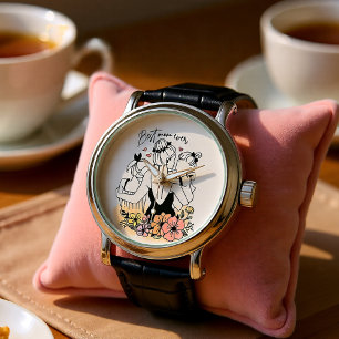 Beste moeder ooit moeder, kinderen en bloemen horloge