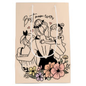 Beste moeder ooit moeder, kinderen en bloemen medium cadeauzakje (Achterkant)