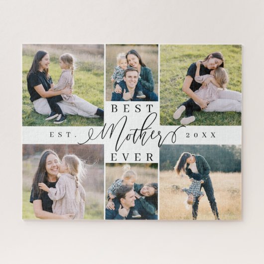 Beste moeder ooit moeder script hart foto collage legpuzzel (Horizontaal)