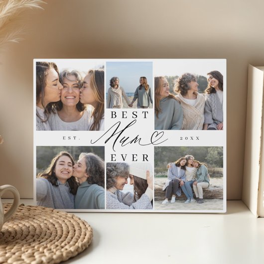 Beste moeder ooit Mum Script Hart Fotocollage Fotoplaat