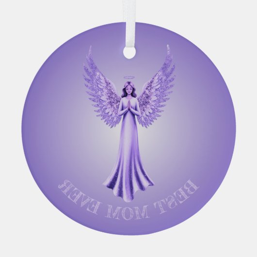 Beste moeder ooit | Paarse en Lila kerstengel Glas Ornament (Achterkant)