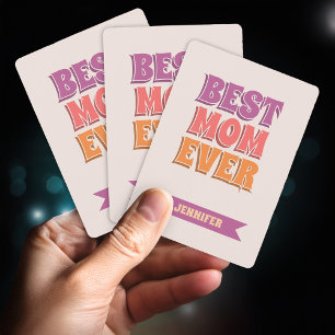 Beste moeder ooit Retro roze kleurrijke aangepaste Pokerkaarten