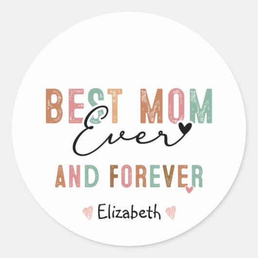 Beste Moeder ooit Retro Script Groovy Moederdag Ronde Sticker (Voorkant)