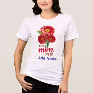Beste Moeder Ooit Rode Gerbera Tulp Bloemengeschen Tri-Blend Shirt