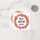 Beste moeder ooit rode rozen moederdag notitiekaartje (Voorkant / Achterkant in situ)