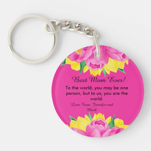 Beste moeder ooit! Roze acryl Sleutelhanger (Voorkant)