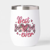 Beste moeder ooit roze bloemen en luipaard print (Achterkant)