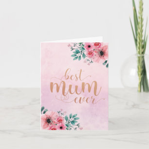 Beste moeder ooit Roze bloemschildering met waterv Kaart