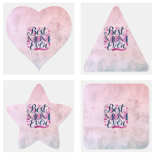Beste moeder ooit Roze harten Vlinders en bloemen Vierkante Sticker