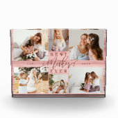 Beste Moeder Ooit Roze Houtkorrel Collage Keepsake Fotoblokken (Voorkant)