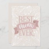 Beste moeder ooit. Roze moederdag met floraalblad Feestdagenkaart (Voorkant / Achterkant)