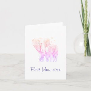 Beste moeder ooit roze paarse olifanten kaart