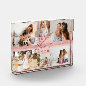 Beste moeder ooit Roze Woodgrain Collage Keepsake Fotoblokken (Links)