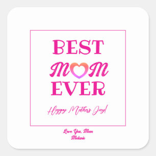 Beste moeder ooit Schattige Pink Heart Mother's Gi Vierkante Sticker