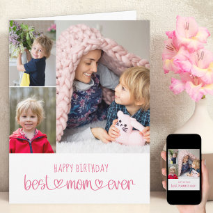 Beste Moeder Ooit Schattige Typografie 3 Foto Kaart
