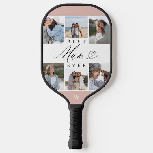 Beste moeder ooit script Moederdag 6 fotocollage Pickleball Paddle (Achterkant)