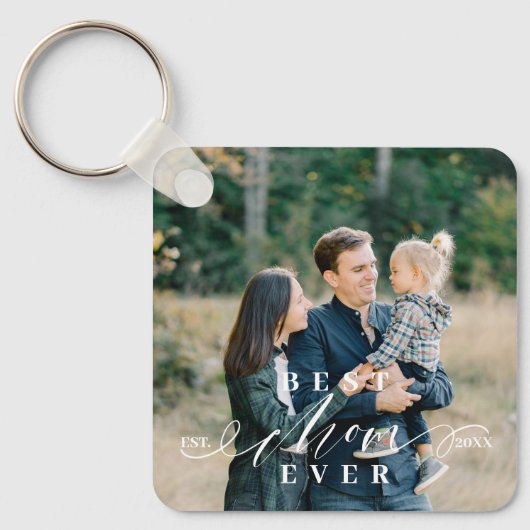 Beste moeder ooit script Moederdag foto Keepsake Sleutelhanger (Voorkant)