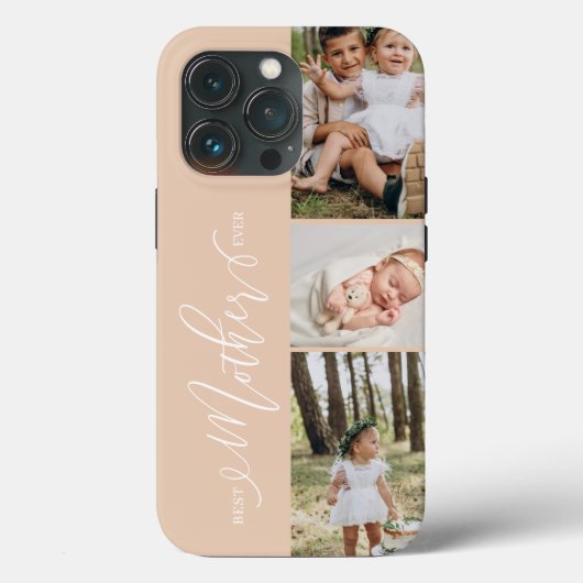 Beste Moeder ooit Script Moederdag Fotocollage Case-Mate iPhone Case (Achterkant)