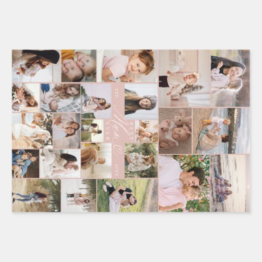 Beste moeder ooit script Moederdag fotocollage Inpakpapier Vel (Voorkant 2)