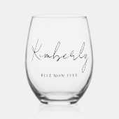 Beste Moeder ooit Script Monogram Wijnglas Zonder Voet (Voorkant)
