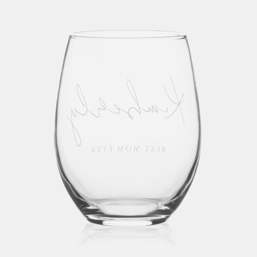 Beste Moeder ooit Script Monogram Wijnglas Zonder Voet (Achterkant)