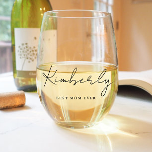 Beste Moeder ooit Script Monogram Wijnglas Zonder Voet