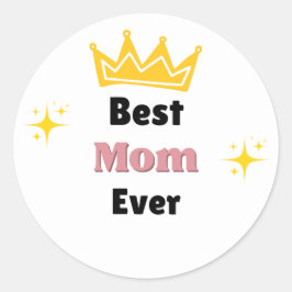 Beste moeder ooit sms'en met witte kroon ronde sticker