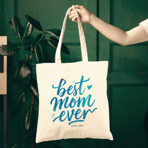 Beste Moeder Ooit Stijlvol Blauwe Script Borstelty Tote Bag