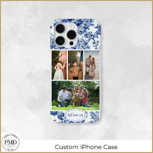 Beste moeder ooit vier foto Bloemen Blauw Toile iPhone 16 Pro Max Hoesje