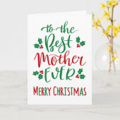 Beste Moeder ooit Vrolijke Kerstmis Typografie Kaart (Gele Bloem)