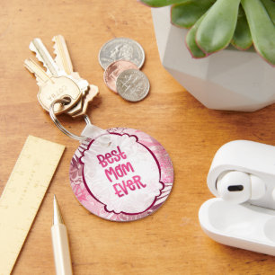 Beste moeder ooit - Whimsical Pink Floral Kaart Sleutelhanger