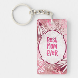 Beste moeder ooit - Whimsical Pink Floral Sleutelh Sleutelhanger