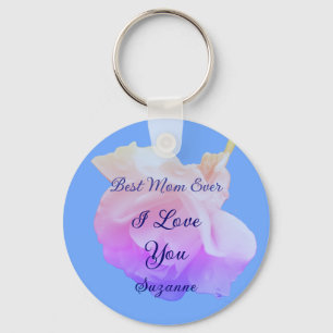 Beste moeder ooit witte roos gepersonaliseerd sleutelhanger
