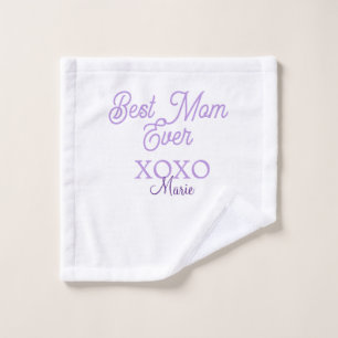 Beste moeder ooit xoxo naam paars stijlvolle moede washandje