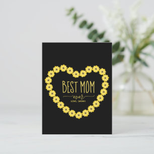 Beste Moeder Ooit Zonnebloem Hart Aangepaste Naam Briefkaart
