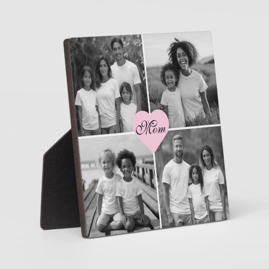 Beste moeder ooit zwart wit elegante 4 foto fotoplaat (Voorkant)