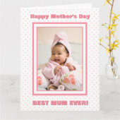 Beste moeder op de dag van de Aangepaste Foto Roze Kaart (Gele Bloem)