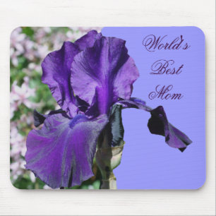 Beste moeder Paarse Iris Bloem Foto Mousepad Muismat