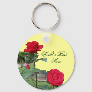 Beste moeder Rode Rozen Bloem Foto Sleutelhanger