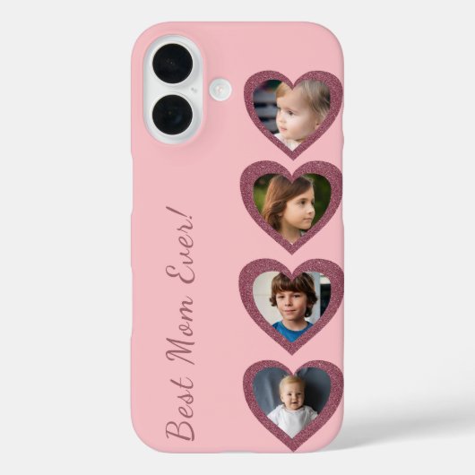Beste moeder roze harten vier foto collage Sjabloo Case-Mate iPhone Case (Achterkant)