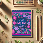 Beste Moeder Roze Paarse Bloemen Mooie Moederdag Kaart