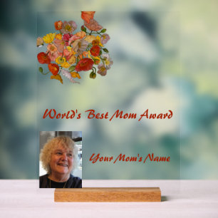 Beste moeder ter wereld Poppy Award Acryl Bord