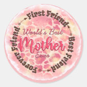 Beste moeder van de wereld ronde sticker (Voorkant)