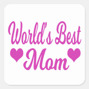 Beste Moeder van de Wereld Roze Vierkante Sticker