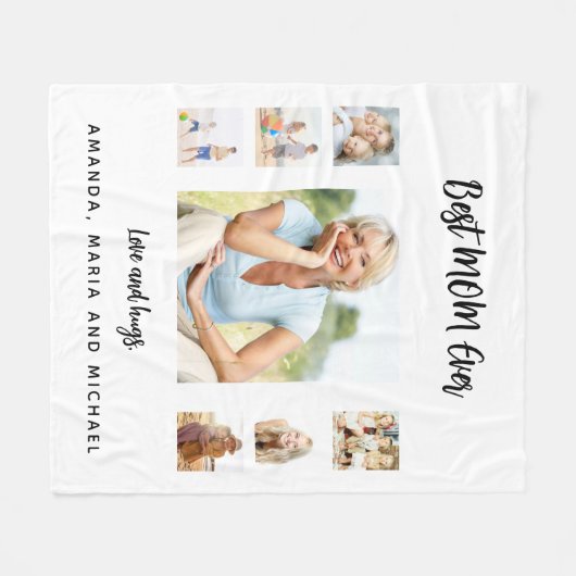 Beste moeder witte zwarte foto collage Moederdag Fleece Deken (Voorkant (Horizontaal))